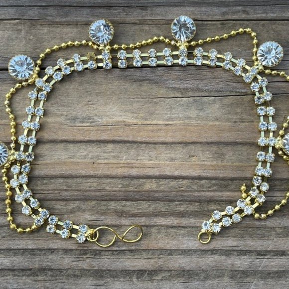 Women Anklet set of 2 Gold Tone Fashion Jewelry Crystal Accents AnkletsANklet - Picture 4 of 13